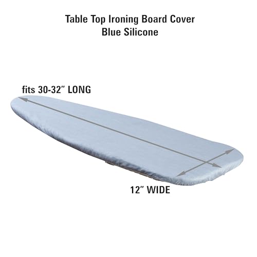 Household Essentials Tabletop Ironing Board Cover and Pad | Fits 30"-32" x 12" Boards | Silicone-Coated, One-Piece Cover with Bungee Cord Fit | Replacement Cover for Small Ironing Boards - size: 12" Wide