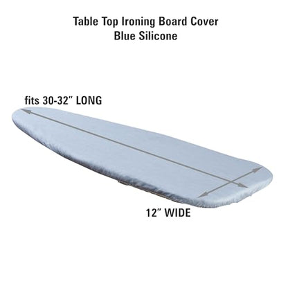 Household Essentials Tabletop Ironing Board Cover and Pad | Fits 30"-32" x 12" Boards | Silicone-Coated, One-Piece Cover with Bungee Cord Fit | Replacement Cover for Small Ironing Boards - size: 12" Wide
