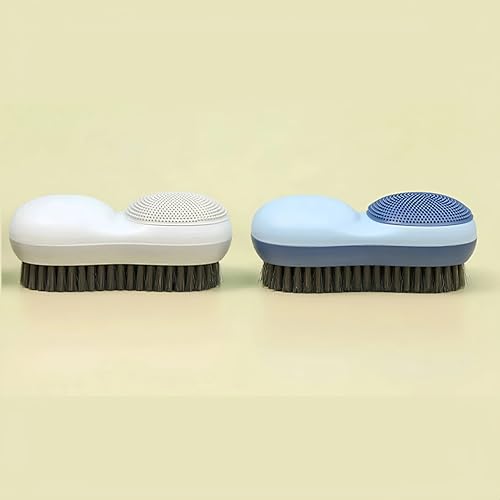 2 Pcs Two-Sided Laundry Stain Remover Brush (Blue and White) - color: Double