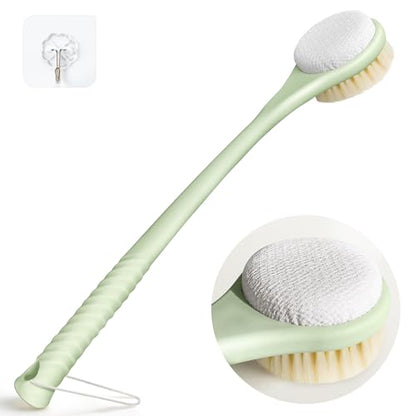 Back Scrubber for Shower, Long Handle Dual-Sided Brush, Green - color: Greena