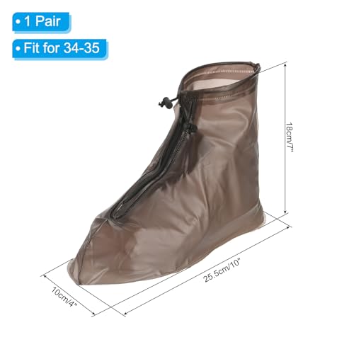 PATIKIL S Waterproof Shoe Cover, 1 Pair PVC Reusable Non-Slip Overshoes Rain Shoe Covers Galoshes Snow Boot Protector with Zipper for Men Women Rainy Outdoor, Brown - color: Brown, size: S(3.5-4.5)