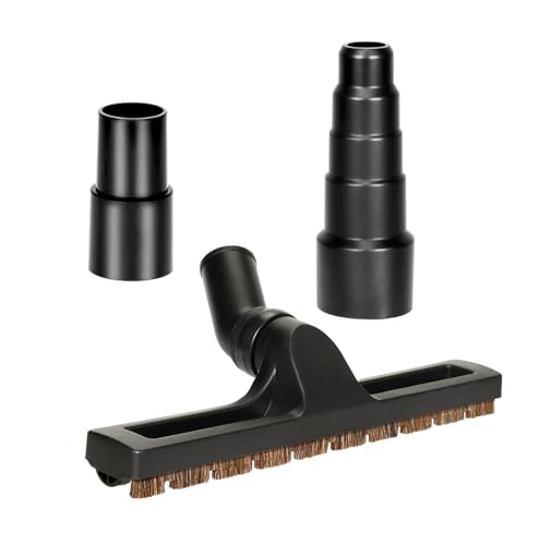 12 Inch Shop Vac Floor Brush Assembly, 1 1/4 Inch (32mm) Universal Replacement Floor Brush Head, 360° Swivel Vacuum Cleaner Attachments With Wheels