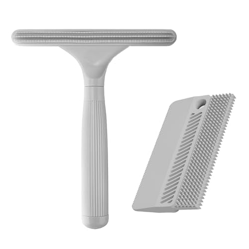 2 Pack Reusable Pet Hair Remover and Fabric Lint Scraper Set, Gray - color: Gray
