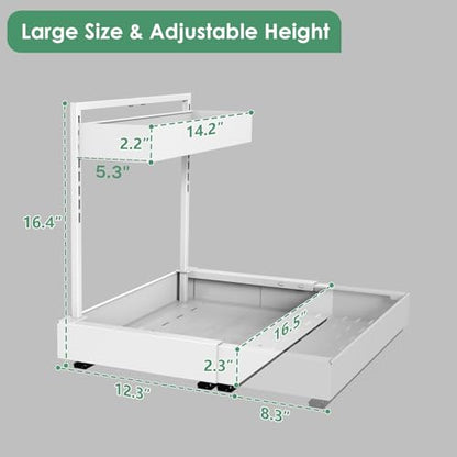 REALINN L-Shaped Under Sink Organizer with 6-Level Height Adjustment - color: White, size: 1 Pack