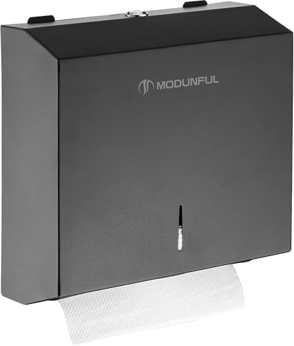 Commercial Paper Towel Dispenser Wall Mount, Large Capacity Stainless Steel Folded Paper Towel Dispenser, Suitable for Bathrooms and Public Places, Matte Black - color: D-392 Black