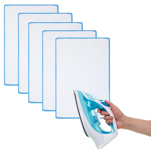 Hahafelt 5 Pcs Pressing Cloth for Ironing Heat Resistant Ironing Mesh Protector to Protective Delicate Fabrics Like Silk and Wool, 15.75 x 23.62 Inches