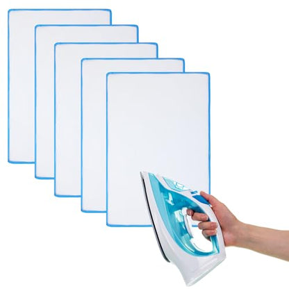 Hahafelt 5 Pcs Pressing Cloth for Ironing Heat Resistant Ironing Mesh Protector to Protective Delicate Fabrics Like Silk and Wool, 15.75 x 23.62 Inches
