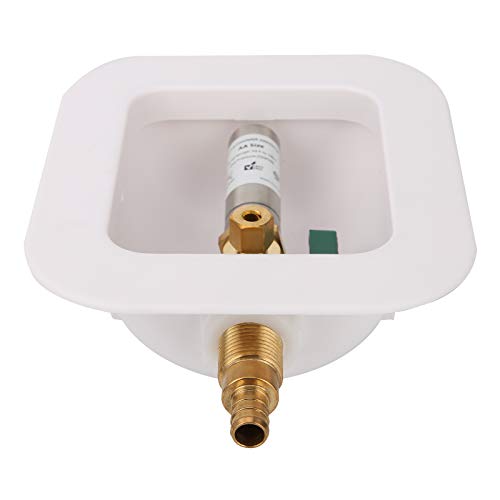 Ice Maker Outlet Box with Water Hammer Arrestor PEX Connection, with Stop Valve, Pex Laundry Box, Water Machine Shufoff Valve - size: PEX with water hammer arrestor