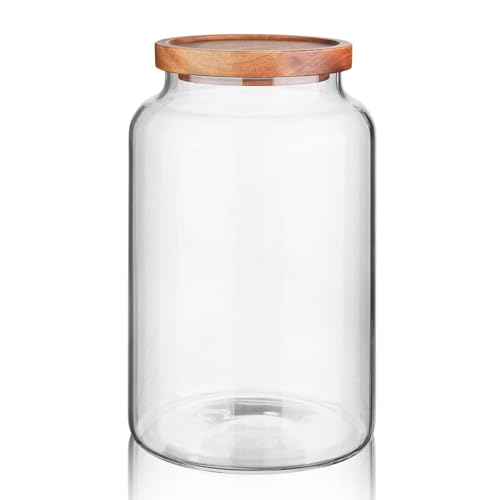 Labina Glass Jar with Wood Lid, Airtight Kitchen Storage Canister - size: B5: 88 Oz 1 pcs