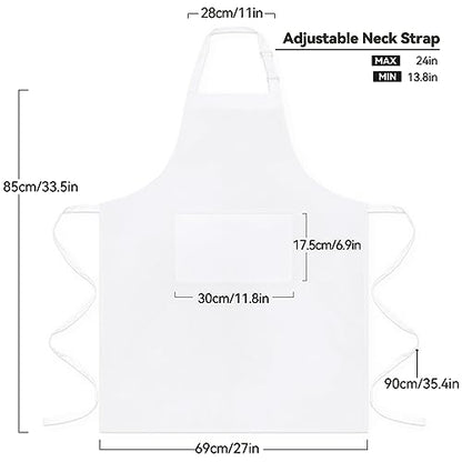 NLUS 2 Pack White Aprons with 2 Pockets for Women Men Kitchen Aprons with Pockets, Chef Aprons for Baking BBQ Cooking - color: True White