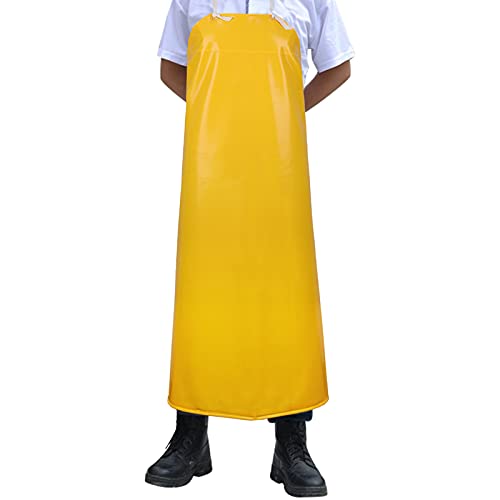 Surblue Waterproof Rubber Vinyl Apron, 43" Heavy Duty Aprons, Anti-Corrosion Rubber Apron, Project Industrial Chemical Resistant Work Safe Clothes, Butcher, Dishwashing, Lab Work, Dog Grooming, Yellow - color: H-yellow