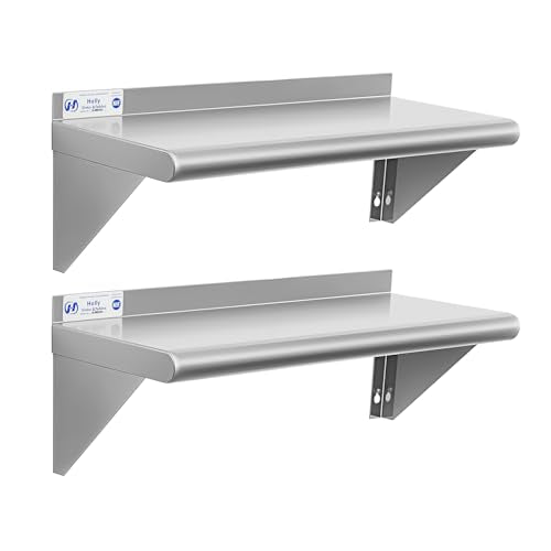 Hally Stainless Steel Shelf 2 Pack Wall Mounted Metal Shelves 10"x24" NSF - size: 10"x24"