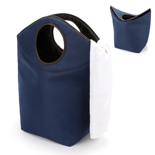 47L Collapsible Laundry Hamper, Waterproof Nylon Fabric - color: Blue, size: 17"L x 9.5"W x 18"H