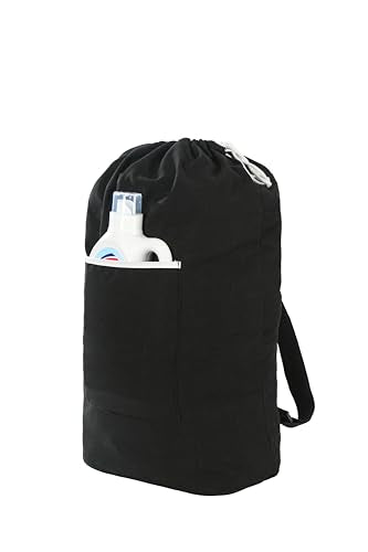 Canvas Laundry Bag, Laundry Backpack, Black, X-Large - color: BLACK, size: X-Large