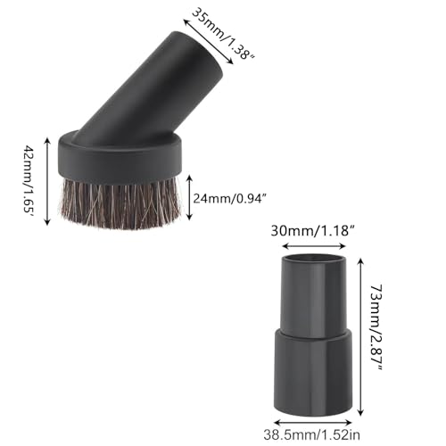TAODAN 3PCS Vacuum Brush Horsehair Vacuum Attachment Round Dusting Brush with Universal Connector 1 1/4 to 1 3/8 inch Suitable for Cleaning Carpets and Interior Decoration