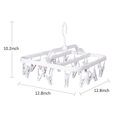 Foldable Clip Hangers with 26 Drying Clips, Underwear Hanger with Clips, Plastic Laundry Clip and Drip Drying Hanger for Socks, Bras, Lingerie, Clothes, Sturdy, White - color: White, size: 1 PC