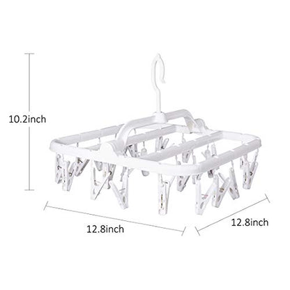 Foldable Clip Hangers with 26 Drying Clips, Underwear Hanger with Clips, Plastic Laundry Clip and Drip Drying Hanger for Socks, Bras, Lingerie, Clothes, Sturdy, White - color: White, size: 1 PC
