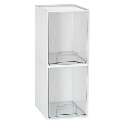 Vtopmart White Stackable Storage Drawers, 2 Pack Tall Organizers - style: 2pack High White