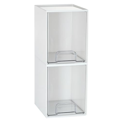 Vtopmart White Stackable Storage Drawers, 2 Pack Tall Organizers - style: 2pack High White