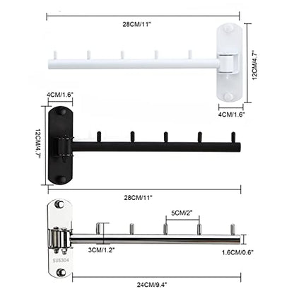 Folding Wall Mounted Clothes Hanger Rack with Swing Arm Stainless Steel Heavy Duty Coat Hook for Bathroom, Bedroom, Laundry Room- White - color: White