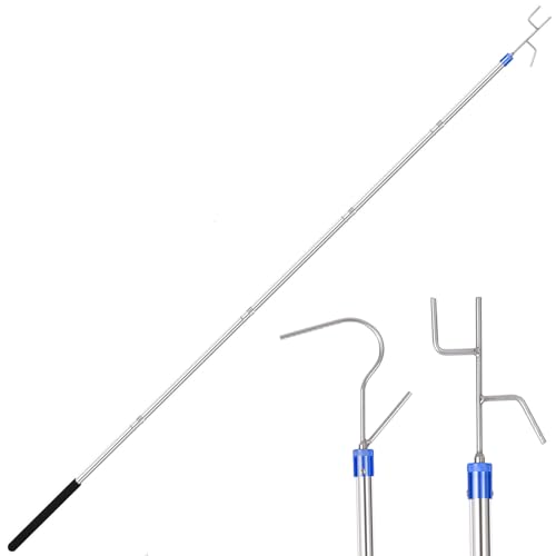 Clothes Hook Pole, 29" to 74"Adjustable Clothes Hanger Reaching Hook