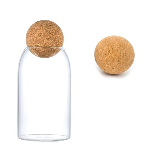 750ML/25Oz Clear Glass Bottles, Glass Food Storage Containers with Airtight Round Cork, Decorative Sealed Jar Organizer Holder with Wooden Lid for Candy, Cookie, Nut, Spice, Tea, Coffee Bean