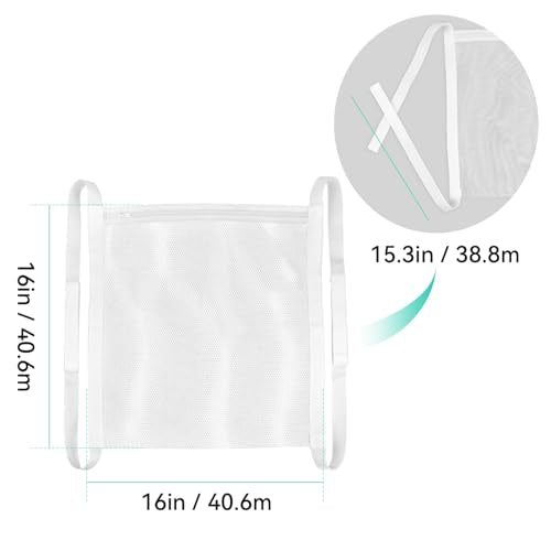 2 Pack Sneaker Dryer Bag 15.7x15.7 Inch Dry Net Bag for Dryer with Zipper and Strap for Shoes, White Large HoneyComber Mesh Bags for Washing Machine