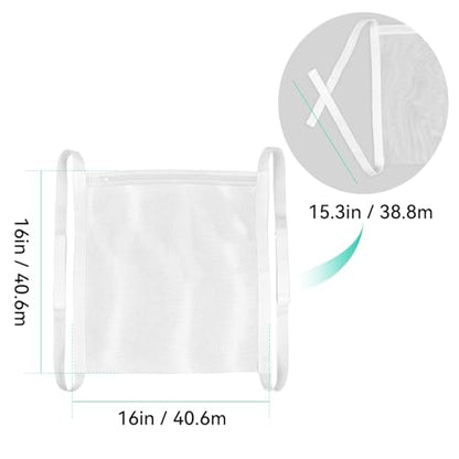 2 Pack Sneaker Dryer Bag 15.7x15.7 Inch Dry Net Bag for Dryer with Zipper and Strap for Shoes, White Large HoneyComber Mesh Bags for Washing Machine