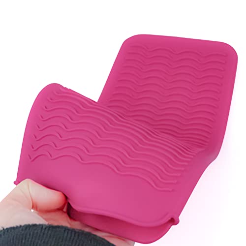 Silicone Heat Resistant Mat Pouch for Hair Straightener,Curling Iron, Pink - color: Pink, size: 2 Pack