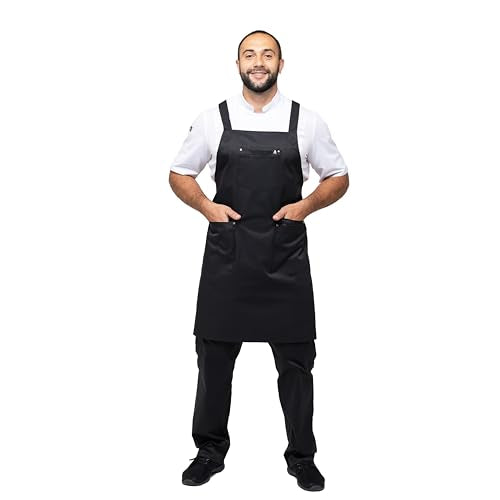 Aquasafe Water-Repellent Cross-Back Bib Apron - Unisex One Size - color: Black