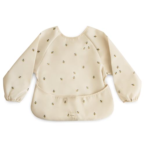 mushie Long Sleeve Baby Bib | Water Resistant Adjustable Fit - color: Bees