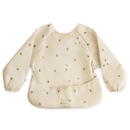 mushie Long Sleeve Baby Bib | Water Resistant Adjustable Fit - color: Bees