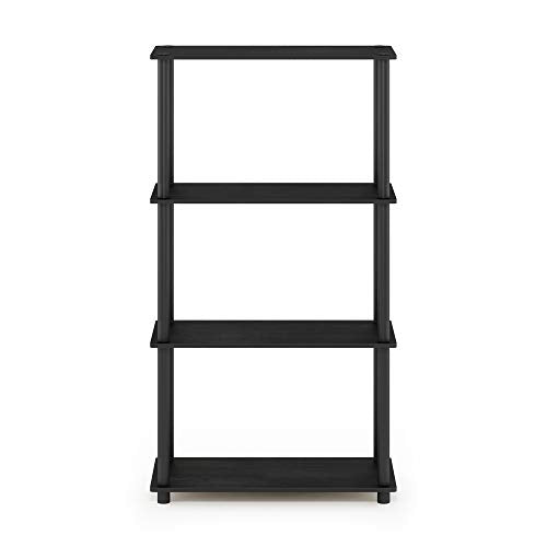 Furinno Turn-N-Tube Toolless 4-Tier Storage Shelves, Americano - color: Americano/Black, size: 4-Tier Round Tube