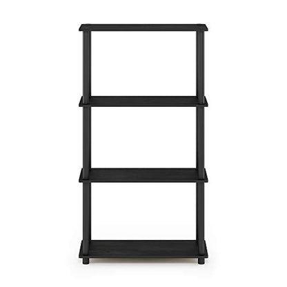 Furinno Turn-N-Tube Toolless 4-Tier Storage Shelves, Americano - color: Americano/Black, size: 4-Tier Round Tube
