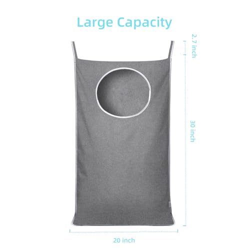 KEEPJOY Hanging Laundry Hamper Bag with 2 Different Types of Hooks, Size 20 x 30 Inch Door Laundry Hamper Storage Bag for Dirty Clothes, Blankets, and Toys (Grey, 1-Pack) - color: Grey