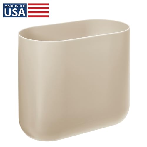 iDesign Small Slim Plastic Bathroom Trash Can, Brown - color: Taupe, style: Pack of 1