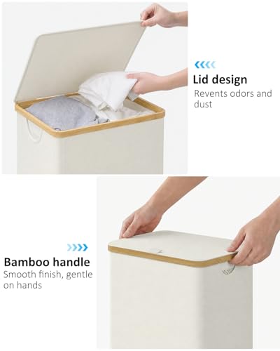 IEGrow Laundry Hamper with Lid,110L Laundry Basket with Mesh Bags,Beige - color: Beige, size: 110L