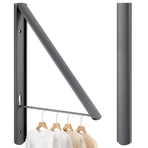 Retractable Clothes Drying Rack Wall Mounted, Grey - color: Gray