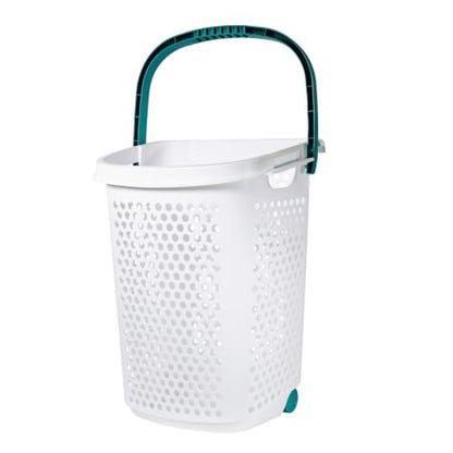 2 Pack, Rolling Plastic Laundry Hamper, White, Adult