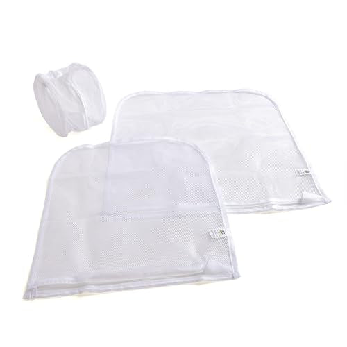 Smart Design Intimate Wash Bag w/ Safety Zipper - Washing Machine Safe - Fine Mesh Nylon Polyester - Bra, Hosiery, Pantyhose, Delicates, Lingerie, Sweater, & Baby Clothes (Set of 3) [White] - size: 22 x 18 inches, 14 6.5 5.5 inches