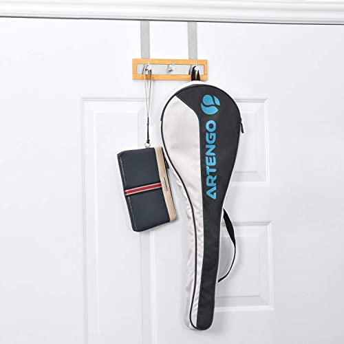 ToiletTree Products Bamboo Stainless Steel Over-the-Door Towel Hooks - Durable Coat, Clothes, and Towel Rack to Use in the Bathroom, Laundry Room, and Closet - 3 Hooks - size: 3 Hook
