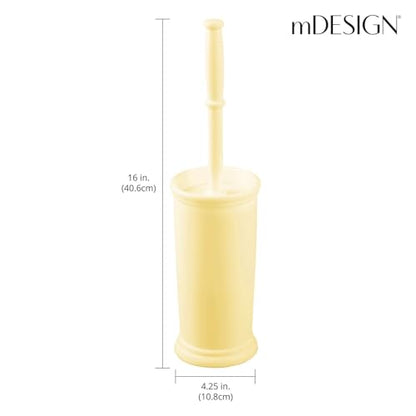 mDesign Toilet Bowl Brush and Holder - Covered Bathroom Brush - Standing Scrubber in Modern Holder - Space Saving, Deep Cleaning for Toilet - Hyde Collection - Light Yellow - color: Light Yellow, size: Pack of 1