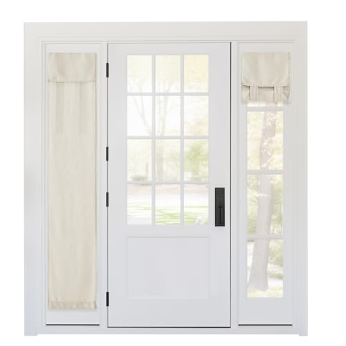 RYB HOME Faux Linen Side Door Curtain - Privacy Window Curtains for Patio French Door Front Door Sidelight Curtain Tie up Shade, 1 Piece, 12W x 69L Inches, Linen - color: Linen, size: 12"W x 69"L (Pack of 1)