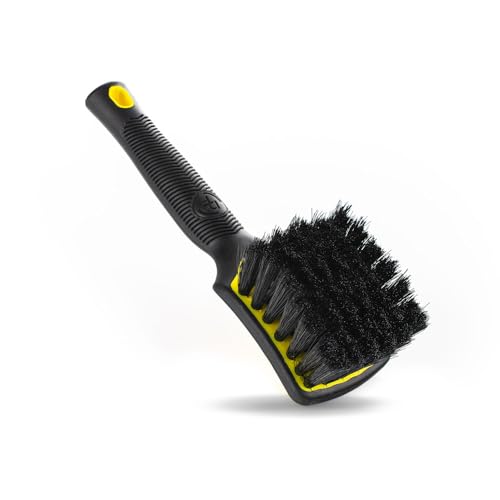 Detail Factory - ProGrip Interior Scrub Brush - Soft Bristles - Rubber Grip for Maximum Stability and Comfort - Curved Head Profile for Better Clearance - Live Wire - color: Live Wire