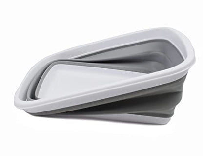SAMMART 10L (2.6 Gallons) Collapsible Tub - Foldable Dish Tub - Portable Washing Basin - Space Saving Plastic Washtub (White/Grey, 1) - color: White/Grey