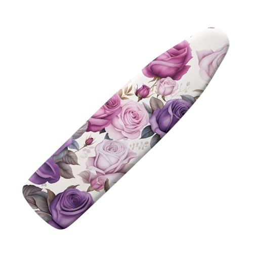 Purple Rose Iron Board Cover Stretch Dust Covers Standard Size Ironing Board Protector with Elastic Edges Home Decoration Table Top Ironing Board Cover Thickened 15x54 Inch - color: Purple Rose