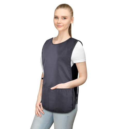 TFTAFAN Cobbler Apron Unisex Waterproof Apron with 2 Deep Pockets Art Smock for Painting Cleaning Artiest Apron work kitchen - color: Gray