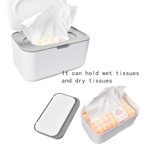 Tissue Box Cover Seal Rectangular Dryer Sheet Dispenser Storage Wet Wipes for Storage on Bathroom Vanity, Countertop, Bedroom Dresser (Gray/White) - color: Gray /White