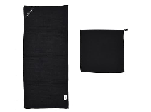 Kitchen Dish Wash Cloths Waffle Terry Design DishCloths12x12 in Pk of 4 & Dish Towels 13x28 in Pk of 4|Cotton Dish Rags for Drying Dishes|Counter Top |Spring Easter Basket Decor|Black - color: Black-1