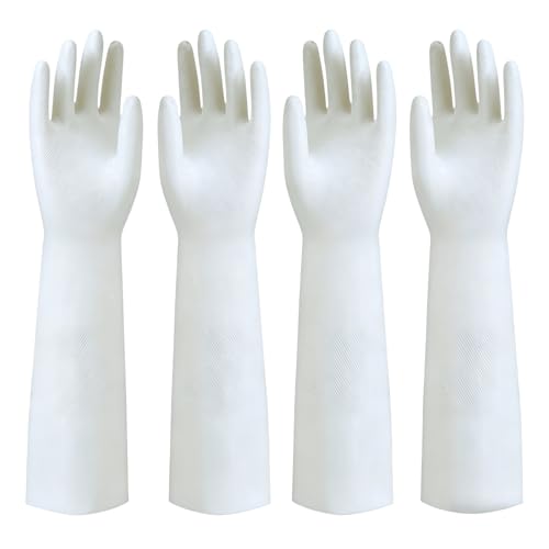 18inch Long White Nitrile Gloves Reusable Household Cleaning - size: Small